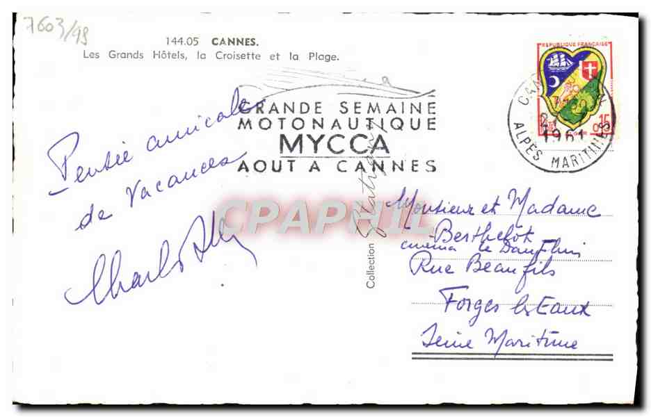CPA Cannes Les Grands Hotels la Croisette et la Plage — Rückseite