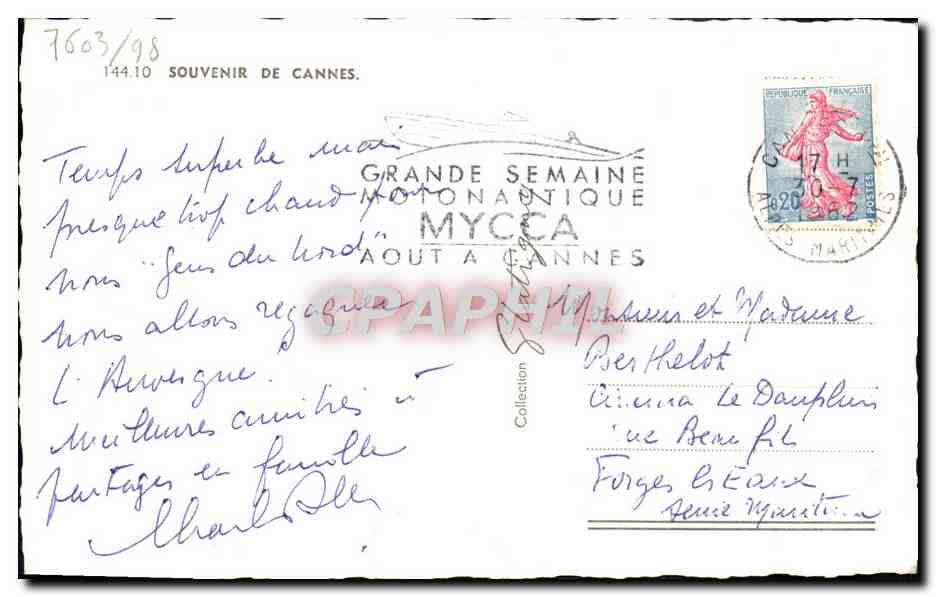CPA Cannes Souvenir  — Verso