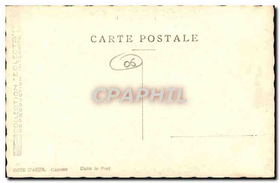 CPA Cannes Dans le Port Bateaux Dukinva — Verso
