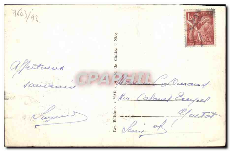 CPA Cannes Vue generale — Verso