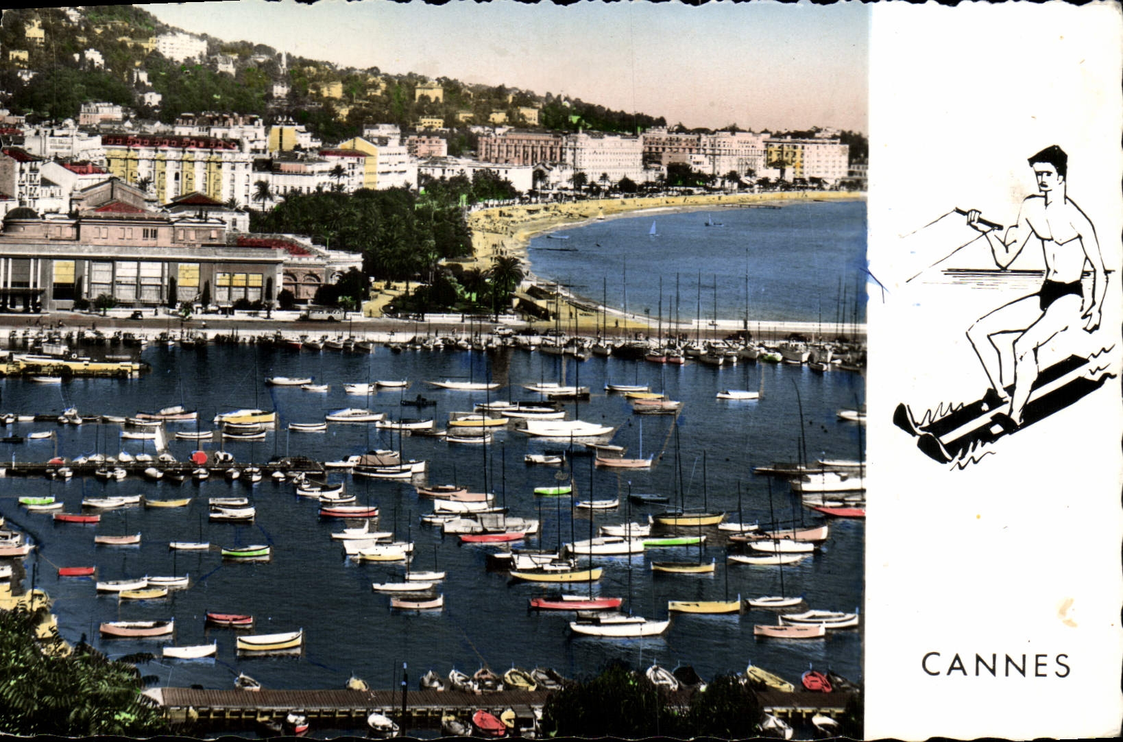 CPA Cannes Vue Generale Prise du Suquet Ski nautique 