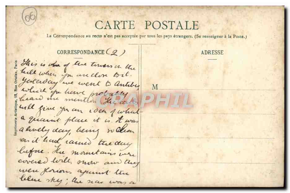 CPA Cannes Tour de la cathedrale — Verso