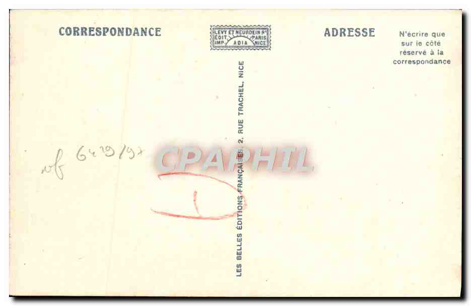 CPA Cannes Les Jardins et le Mont Chevalier — Verso