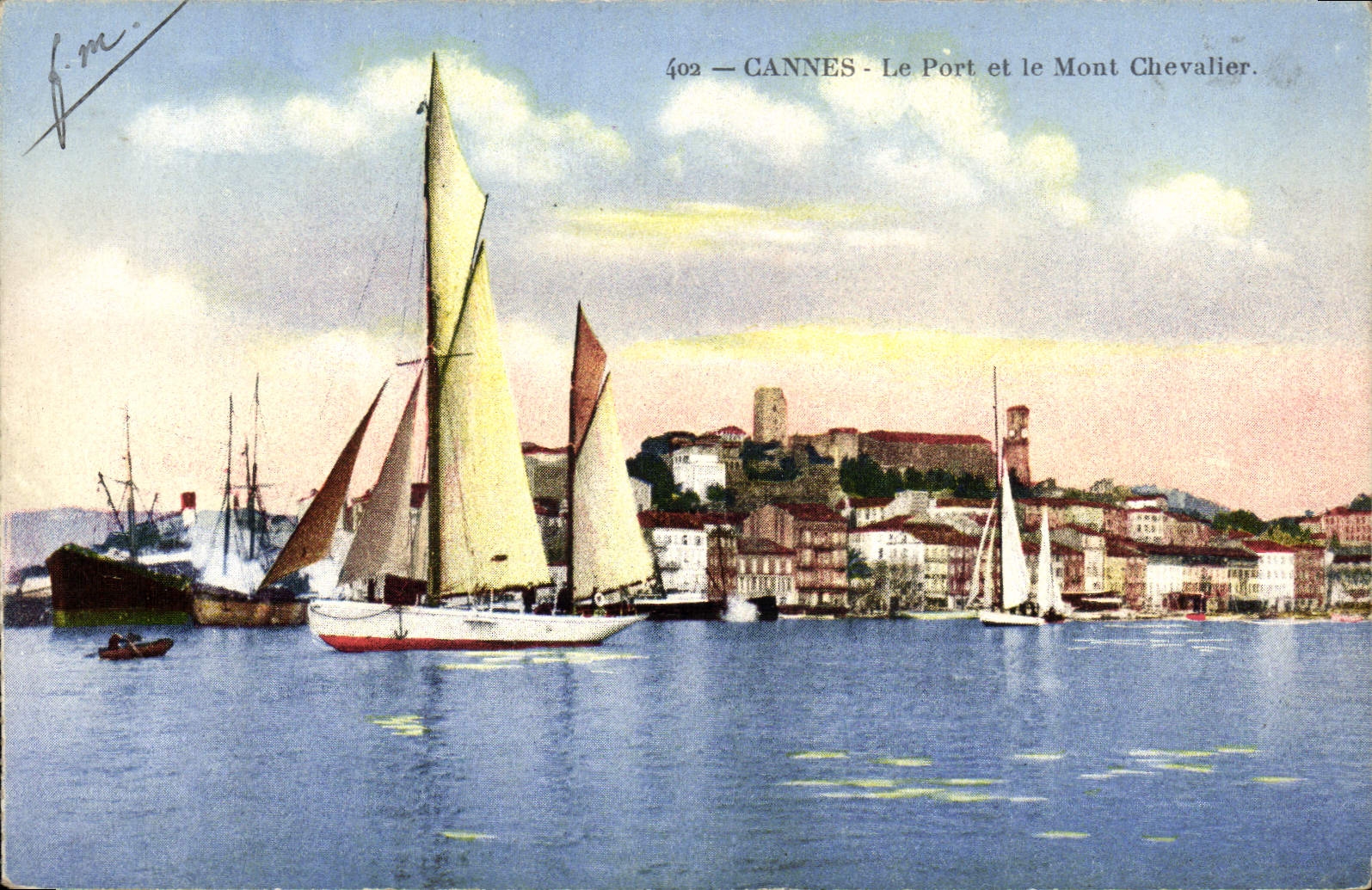 CPA Cannes Le Port et le Mont Chevalier