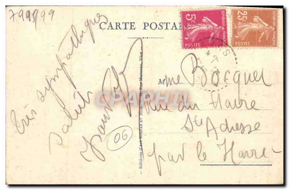CPA Cannes Vue Generale Prise du Mont Chevalier — Verso