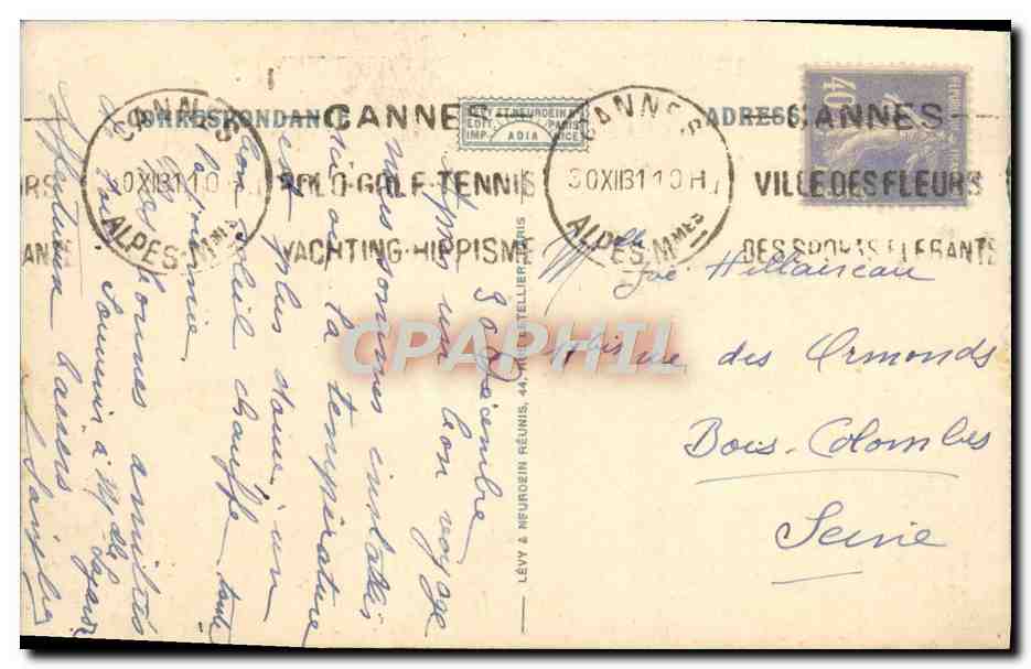 CPA Cannes Vue Generale Prise du Chateau De Pezou — Verso