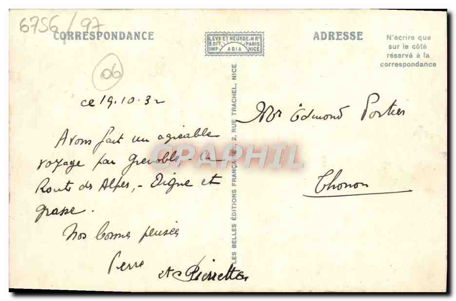 CPA Cannes Vue Generale Le Port et le Casino Vue prise en Avion Bateaux — Verso