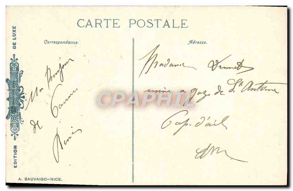 CPA Cannes Le Casino Municipal — Verso