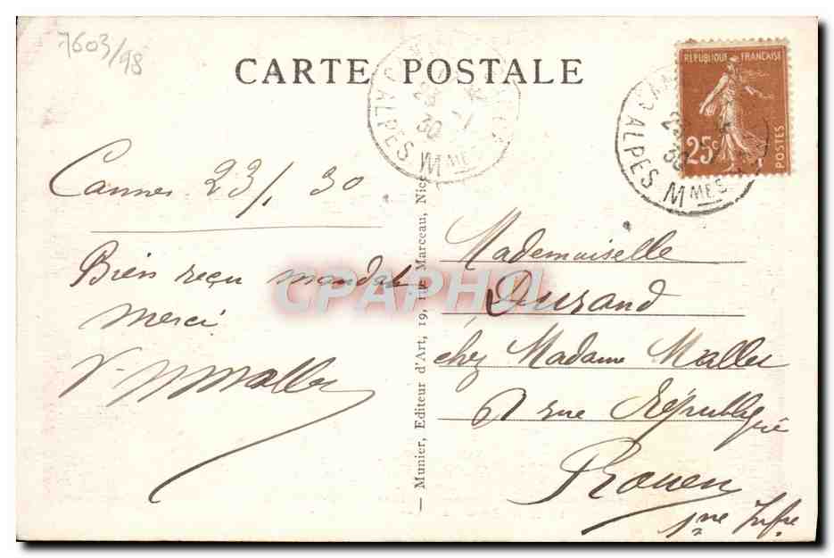 CPA Cannes La Plage et les Hotels  — Verso