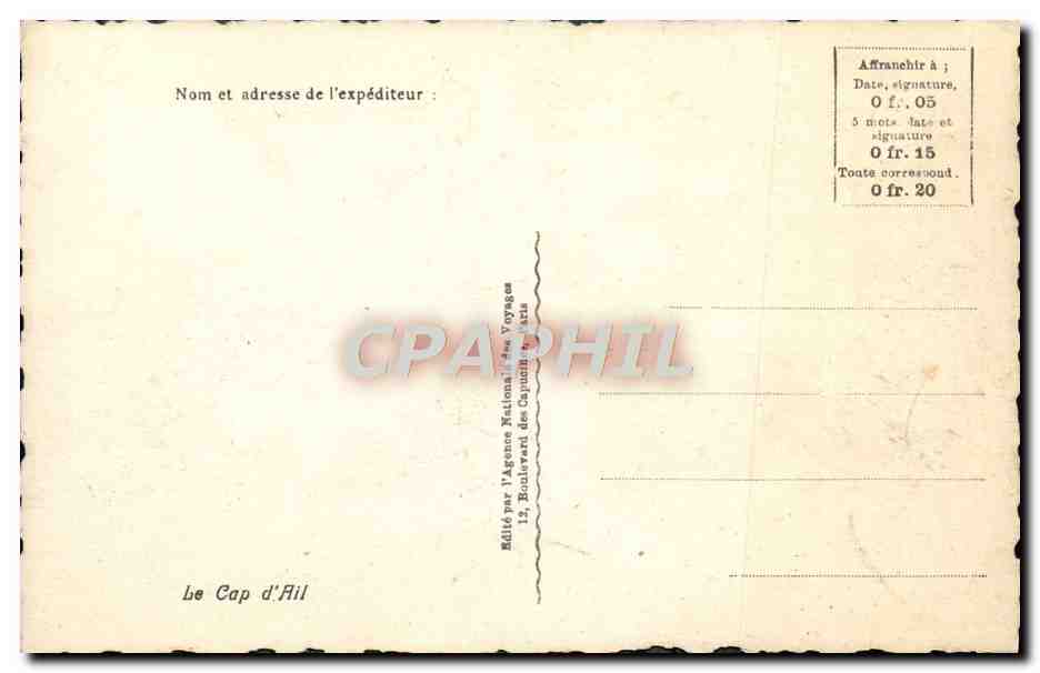 CPA La Cap d'Ail — Verso
