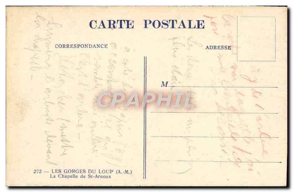 CPA Les Gorges du Loup La Chapelle de St Arnoux  — Rückseite