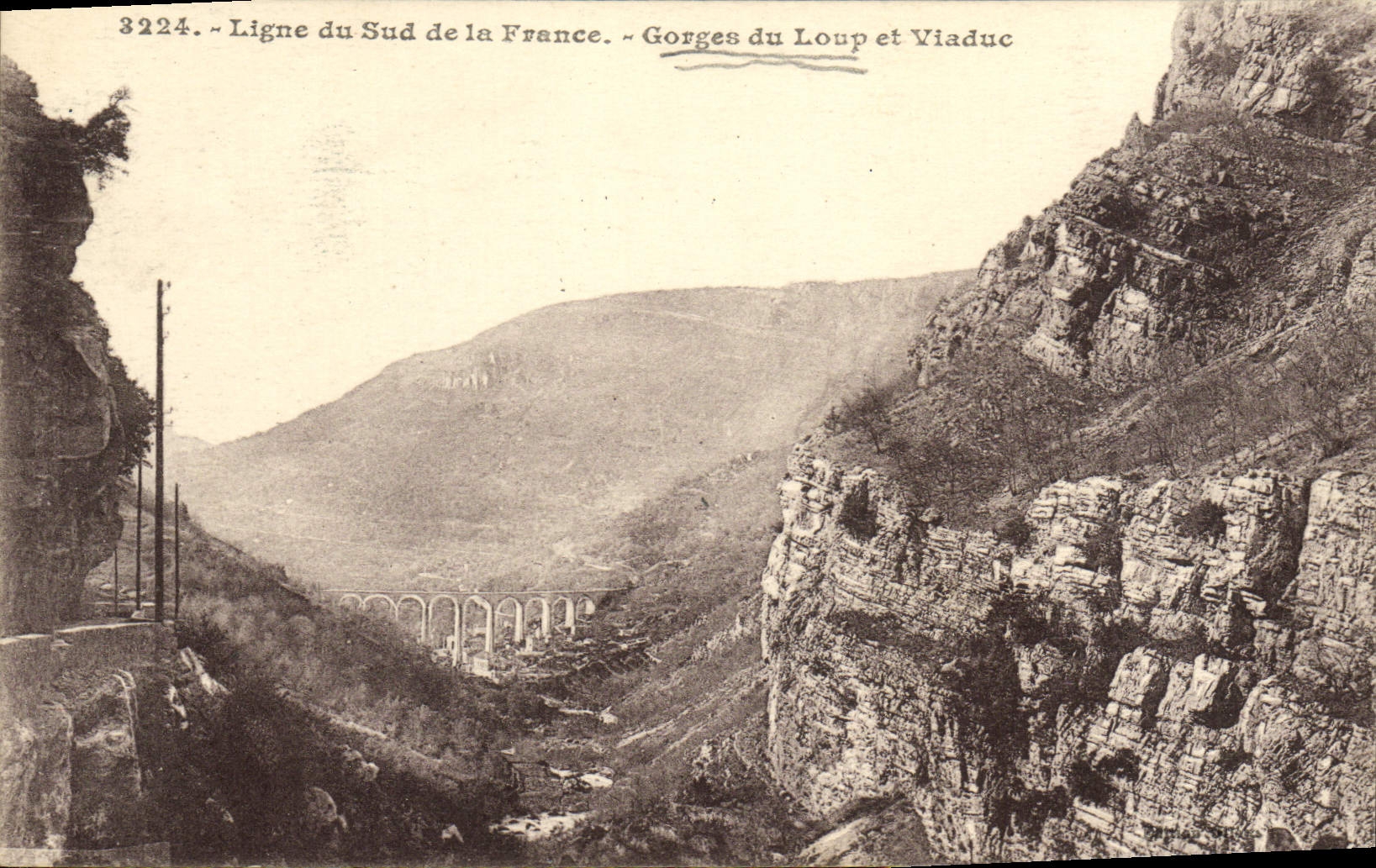 Gorges du Loup et Viaduc — Ligne du Sud de la France — Éditeur Giletta, Nice