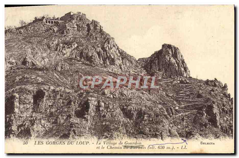 CPA Les Gorges du Loup Le Village de Gourdon et le chemion du paradis