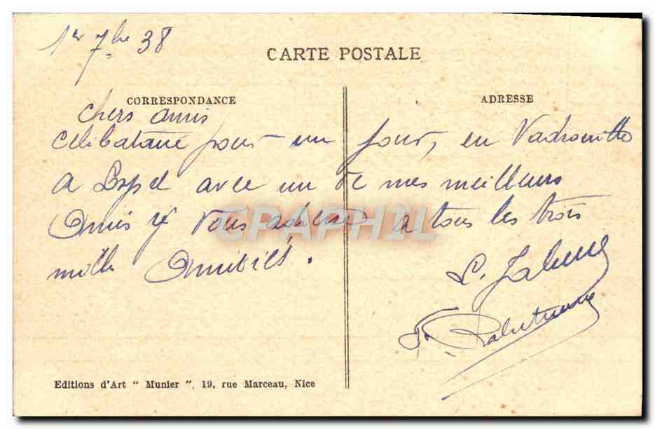 CPA Route de Menton a Sospel Le Viaduc du Caramel — Rückseite