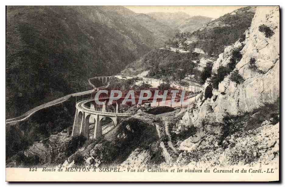 CPA Route de Menton a Sospel Vue sur le Castillon et les viaducs du Caramel et du Carael