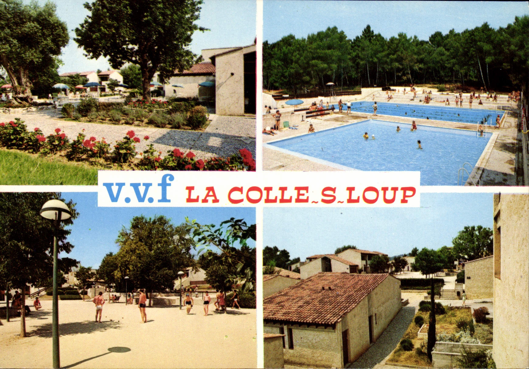 CPM La Colle sur Loup La terrasse fleurie La piscine Le jeu de boules Les bungalows du village