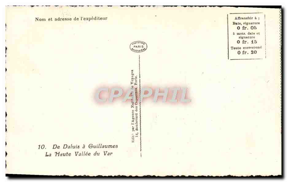 CPA De Daluis a Guillaumes La Haute Vallee du Var — Rückseite