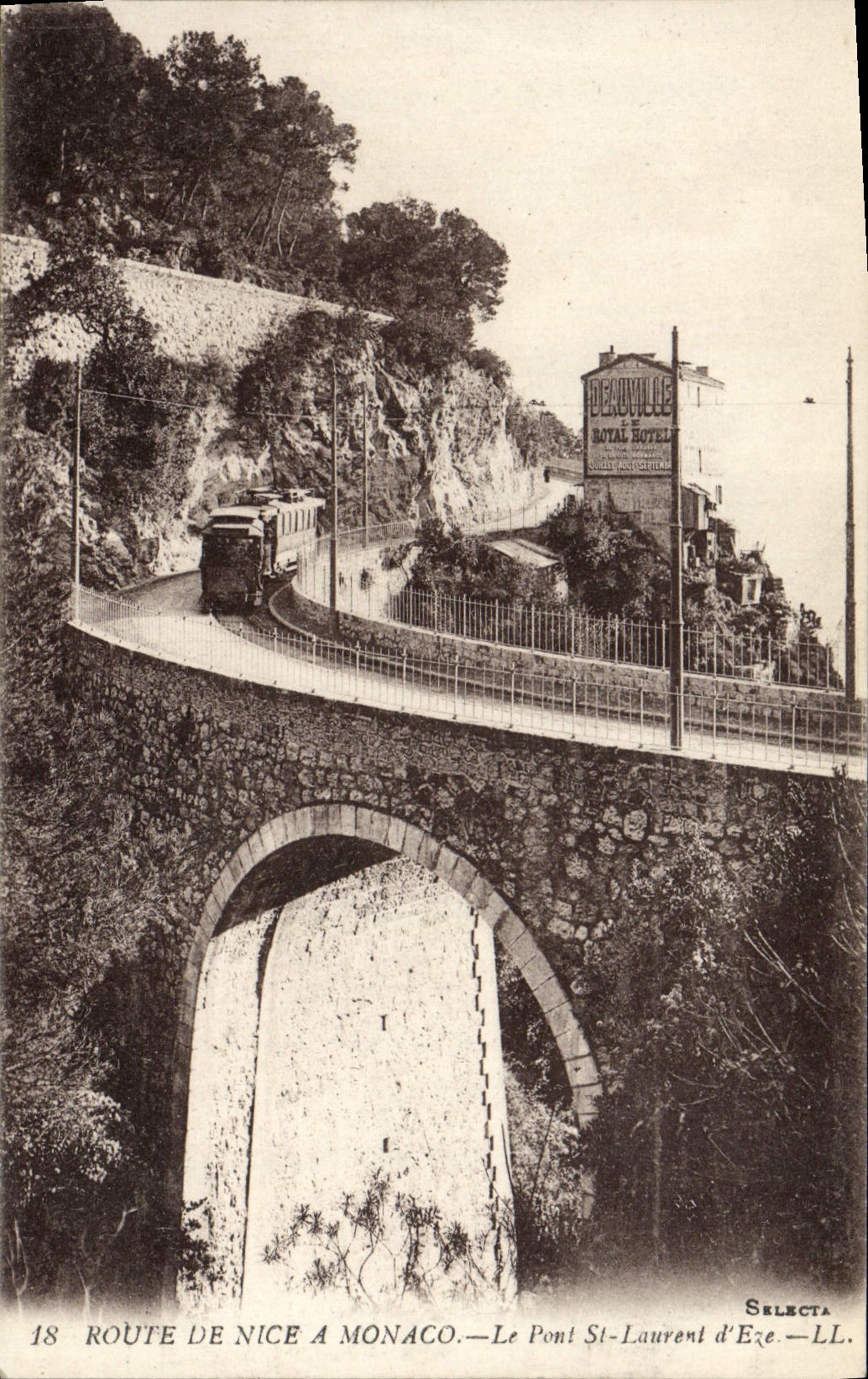 CPA Route de Nice a Monaco Le Pont St Laurent d'Eze Train