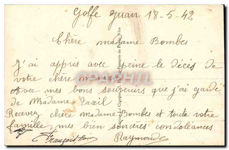 CPM Golfe Juan L'Escadre et le Debarcadere Bateaux — Rückseite