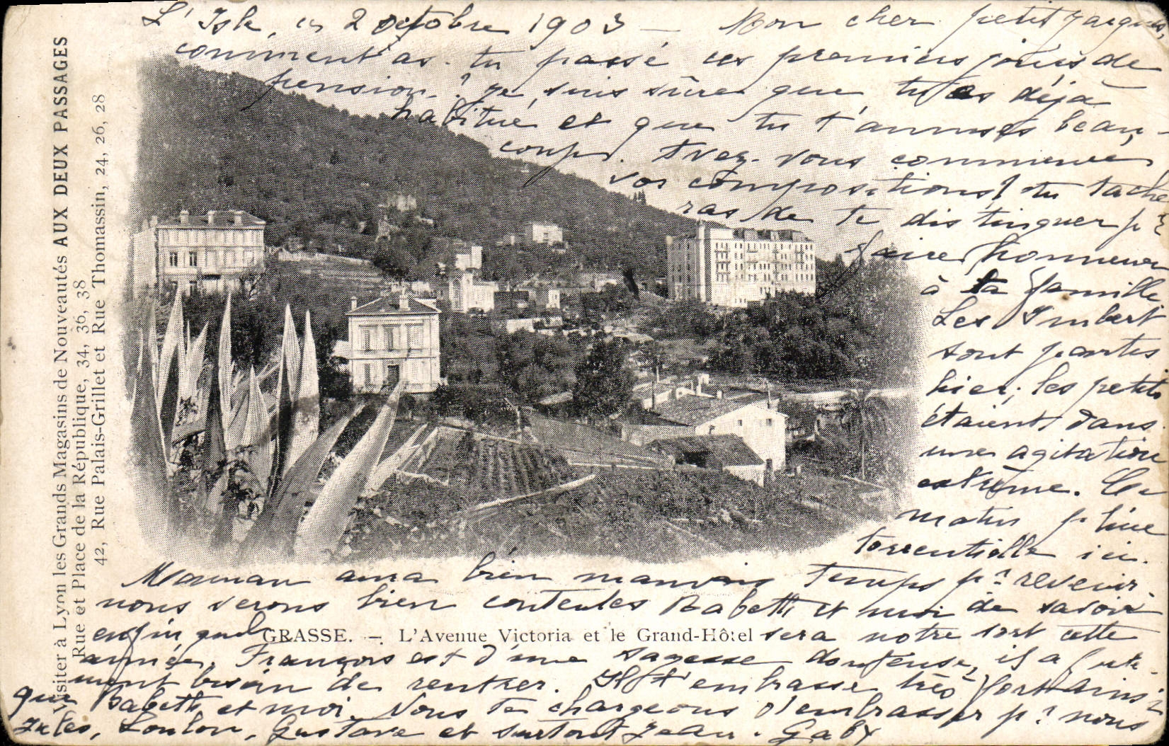 CPA Grasse L'Avenue Victoria et le Grand Hotel 