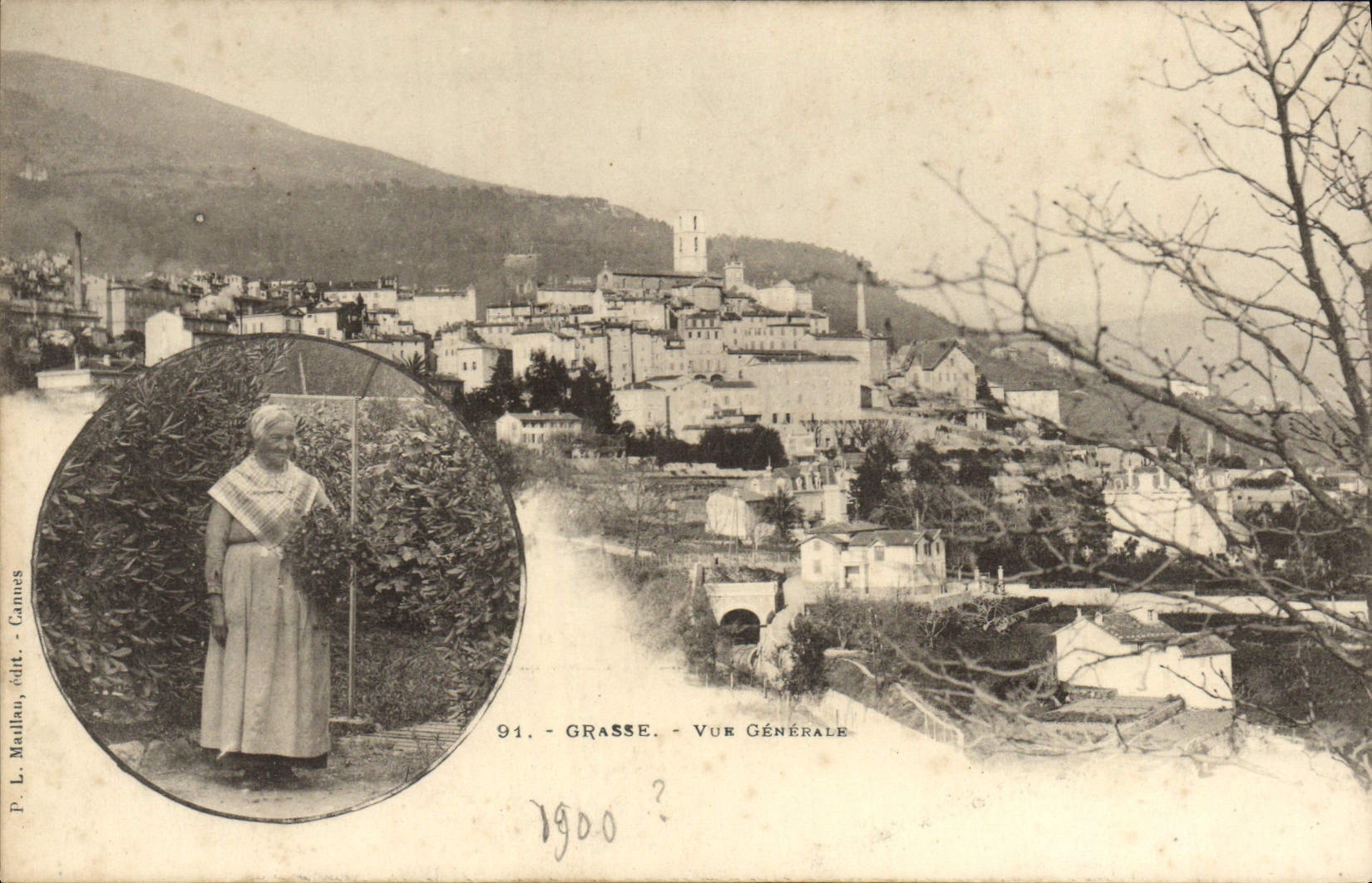 CPA Grasse Vue Generale Femme Folklore 