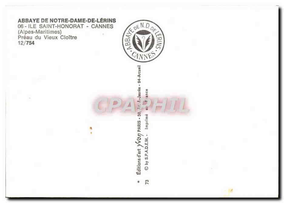 CPM Ile Saint Honorat Cannes Preau de Vieux Cloitre  — Rückseite