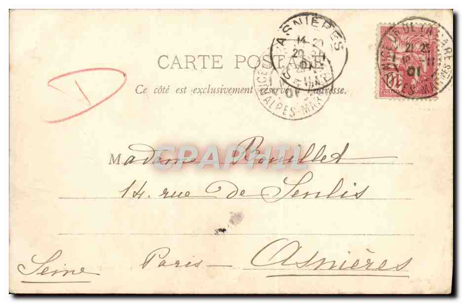 CPA Cannes Pointe de l'lle St Honorat — Verso