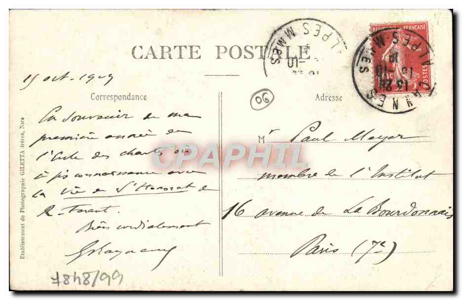 CPA Cannes Chateau St Honorat lle de Lerins  — Verso