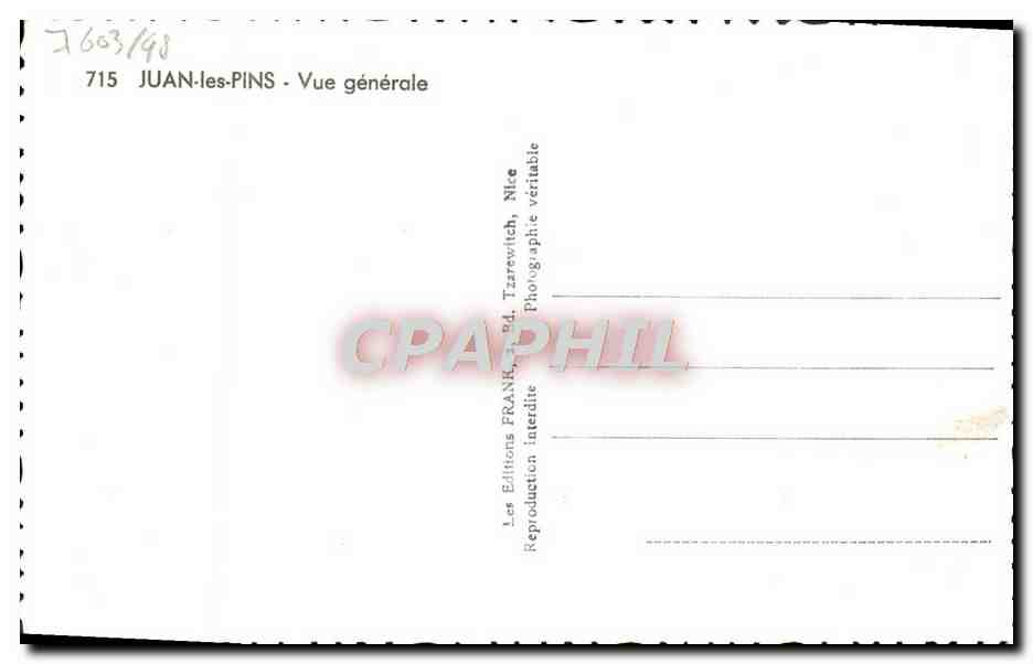 CPA Juan les Pins Vue generale  — Rückseite