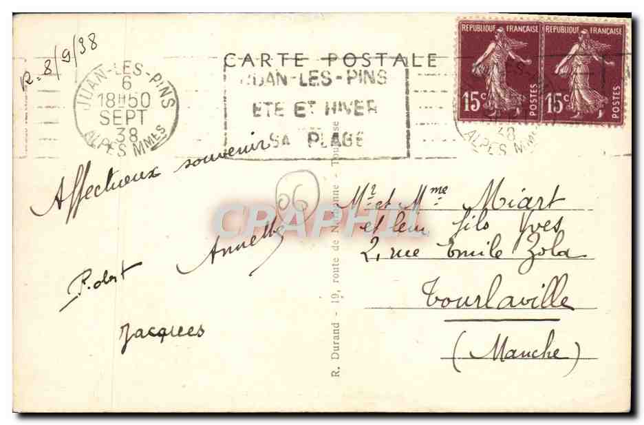 CPA Juan les Pins Un Coin de la Plage  — Rückseite