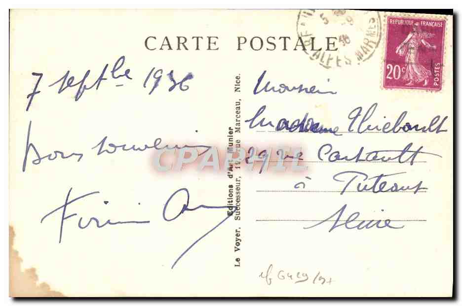 CPA Juan les Pins Le Casino — Rückseite