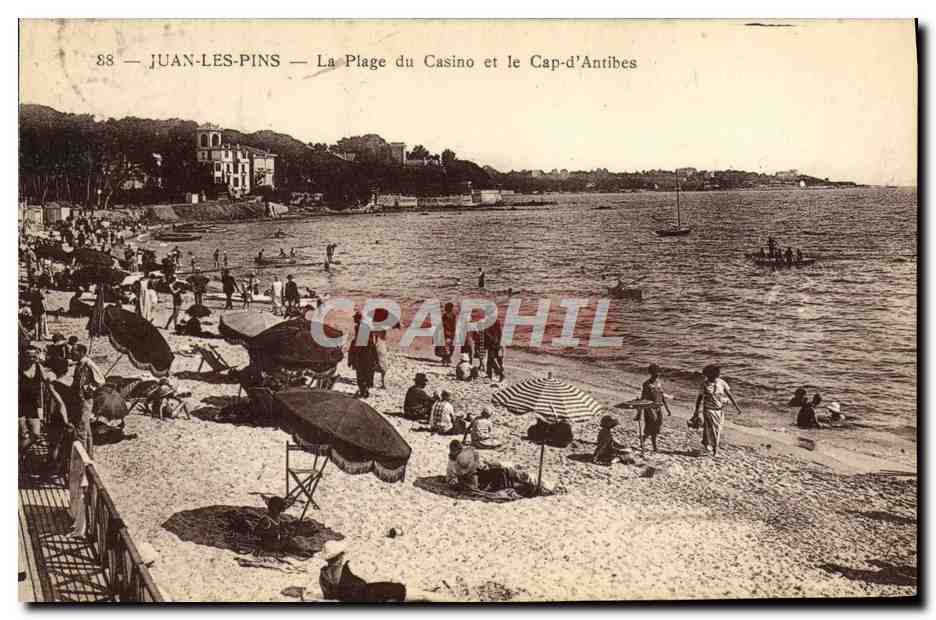 CPA Juan les Pins La Plage du Casion et le Cap d'Antibes 