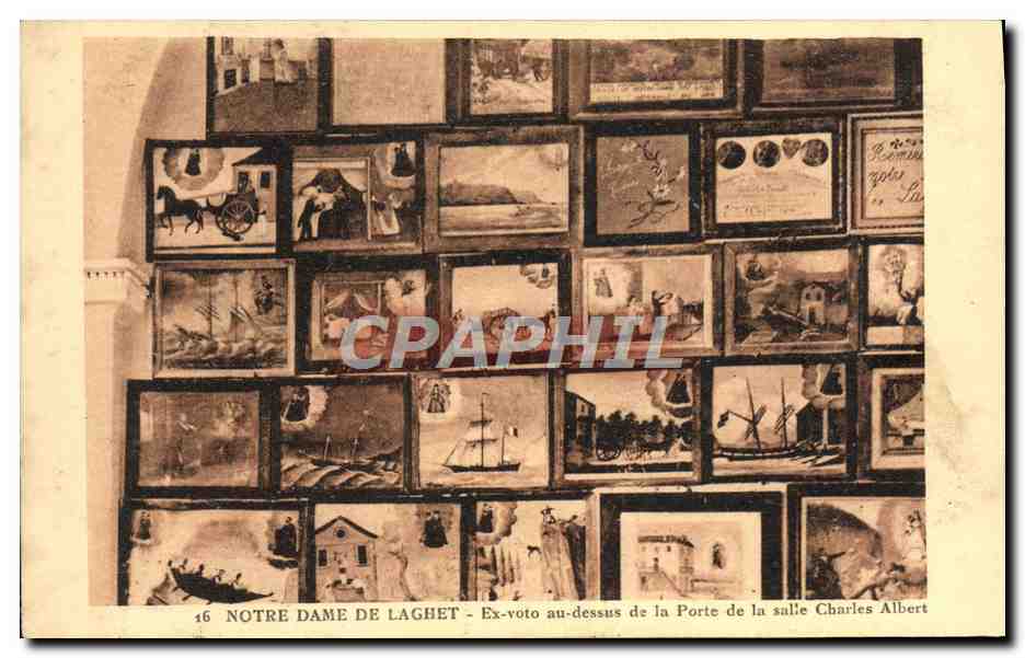 CPA Notre Dame de Laghet Ex voto au dessus de la porte de la salle Charles Albert