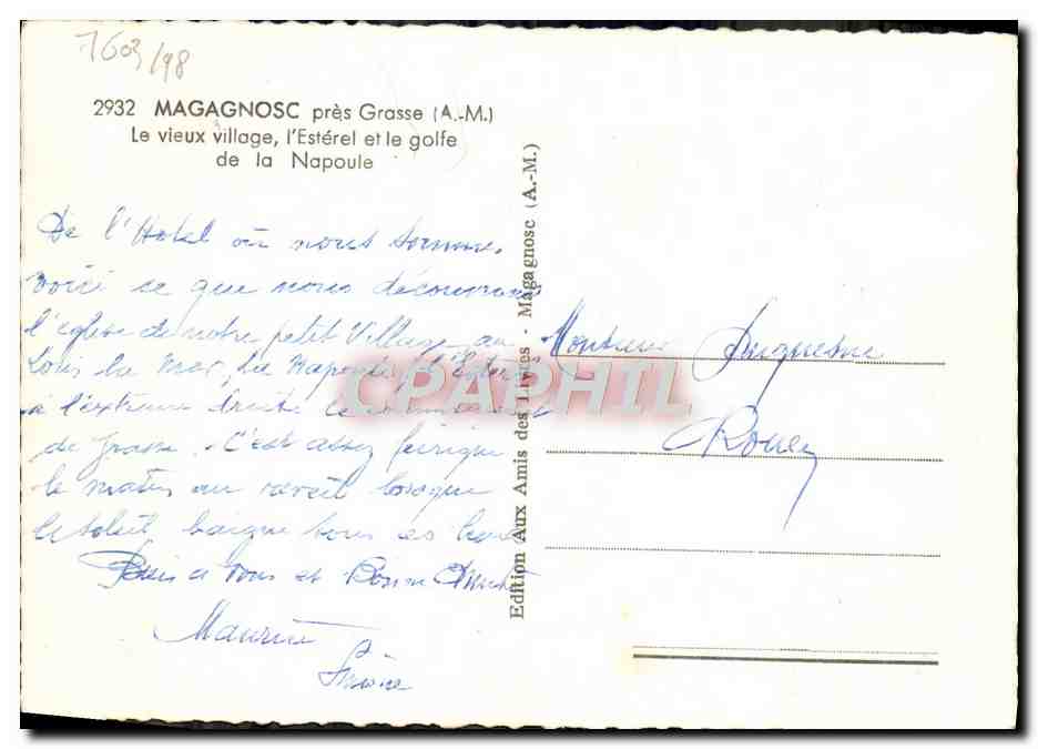 CPM Magagnosc pres Grasse Le vieux village l'Esterel et le golfe de la Napoule  — Rückseite