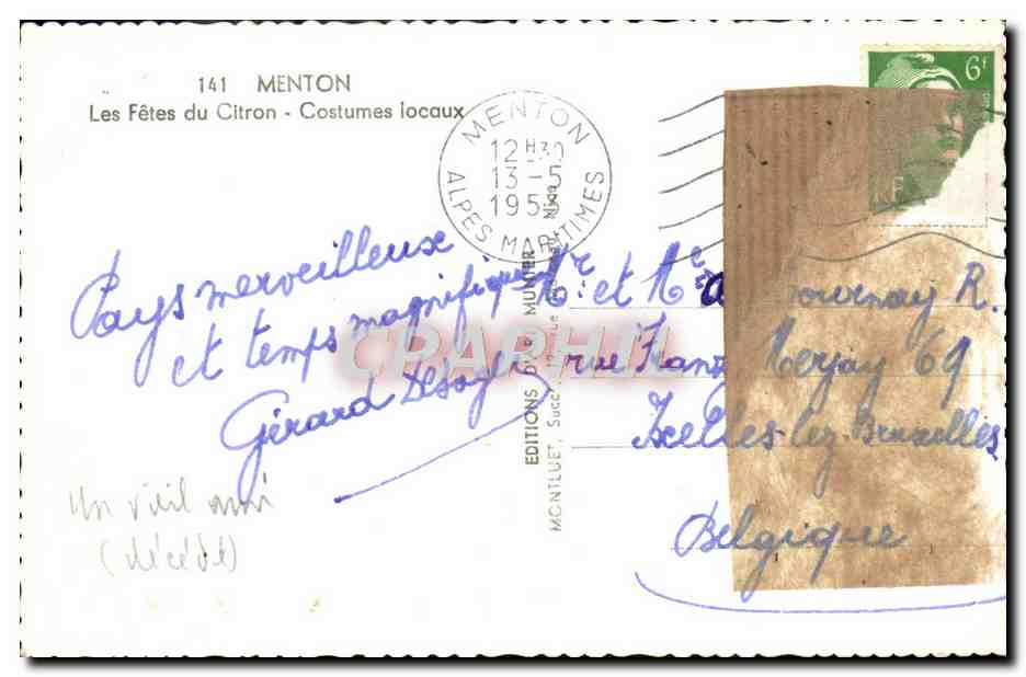 CPA Menton Les Fetes Du citron Costumes Locaux Folklore  — Rückseite