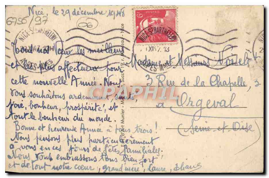 CPA Menton Vue Generale Prise De Garavan — Rückseite