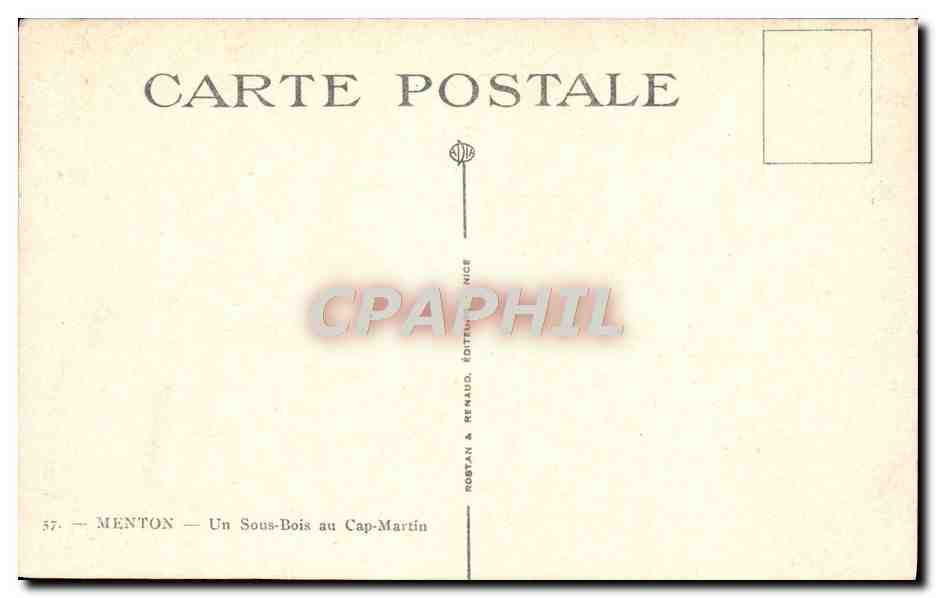 CPA Menton Un Sous Bois au Cap Martin — Rückseite