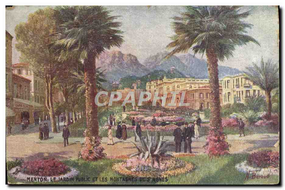 CPA Menton Le jardin public et les montagnes des agnes 