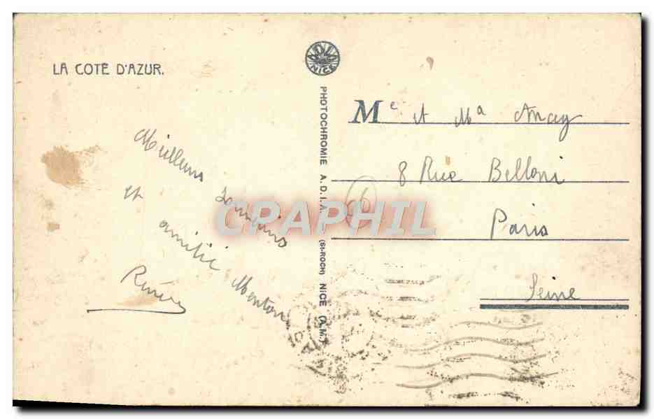 CPA Menton La Vieille Ville Prise De L'Amiraute — Rückseite