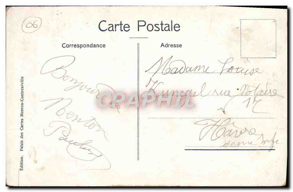 CPA Menton Vue Prise de la Frontiere italienne — Rückseite