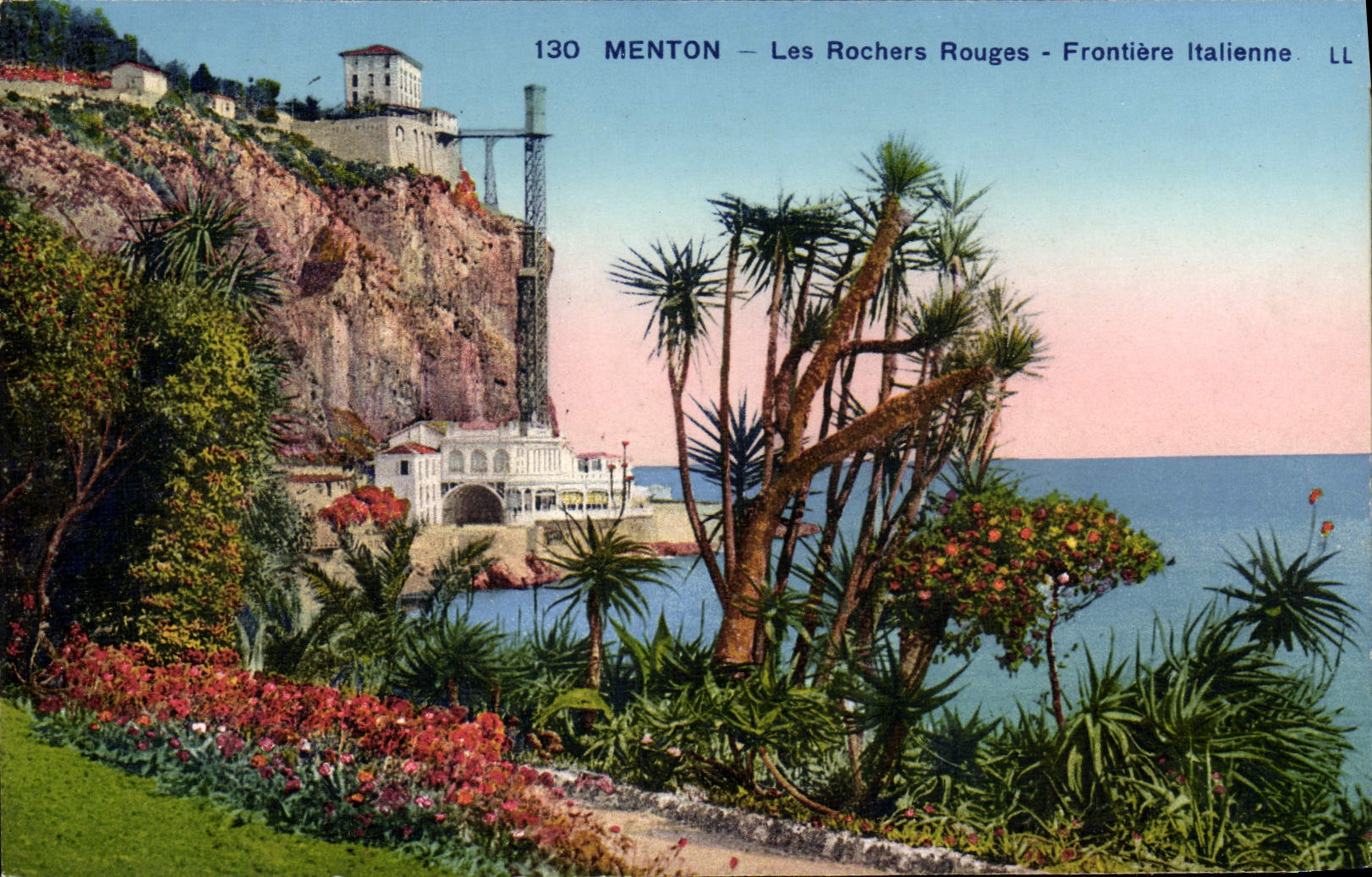 CPA Menton Les rochers rouges Frontiere italienne 