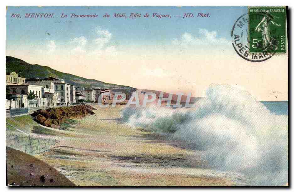 CPA Menton La promenade du Midi Effet de vagues 