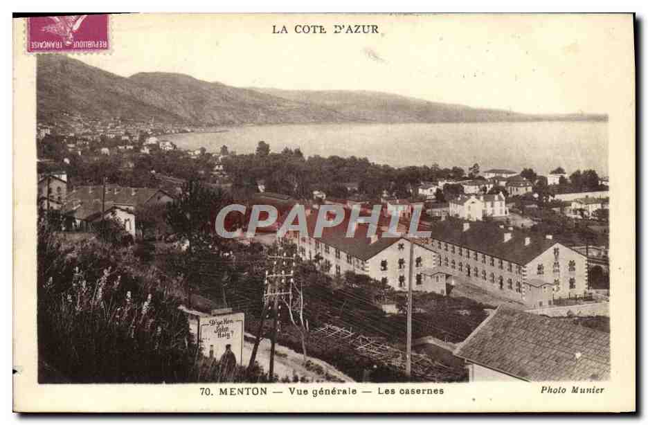 CPA Menton Vue Generale Les Casernes Militaria