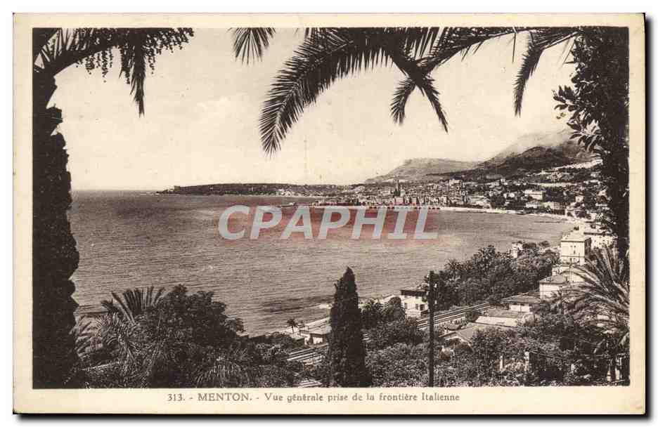 CPA Menton Vue Generale Prise de la Frontiere italienne 
