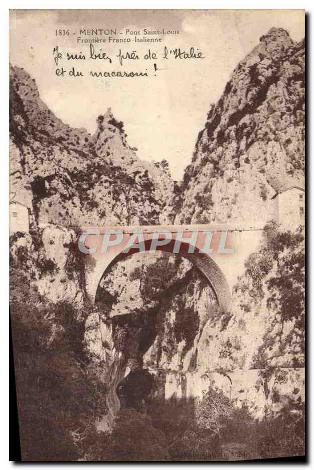 CPA Menton Pont Saint Louis Frontiere Franco italienne 