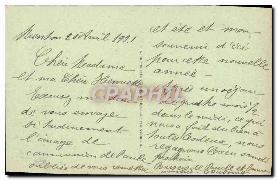 CPA Menton La Baie De Garavan — Verso
