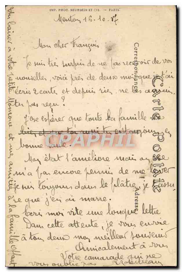 CPA Menton La Baie De Garavan et la Vieille  — Verso