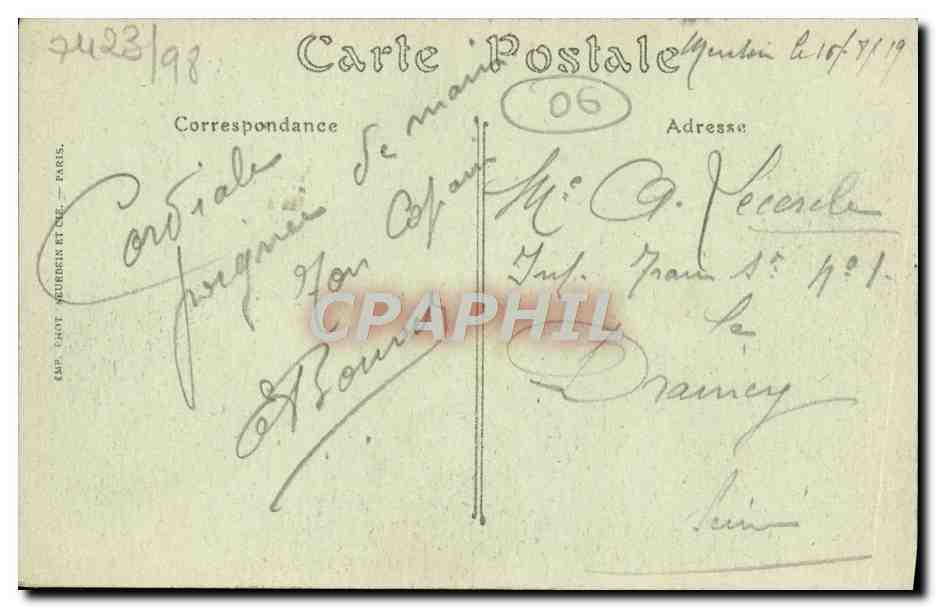CPA Menton La Promenade du Midi — Rückseite