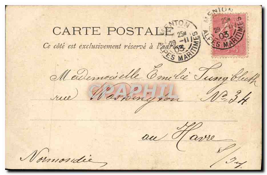 CPA Menton Grand Hotel des Iles Britanniques Le hall — Rückseite