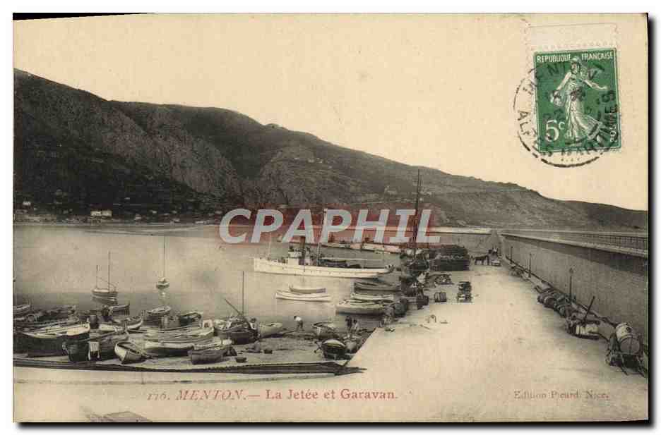 Menton — La Jetée et Garavan — Édition Pueird, Nice, n° 176